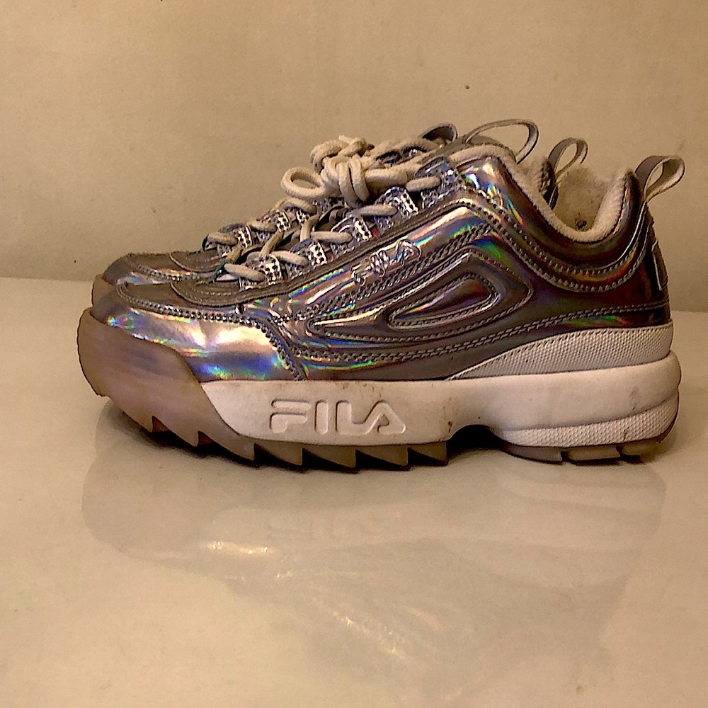 Fila sliver/rainbow shoes